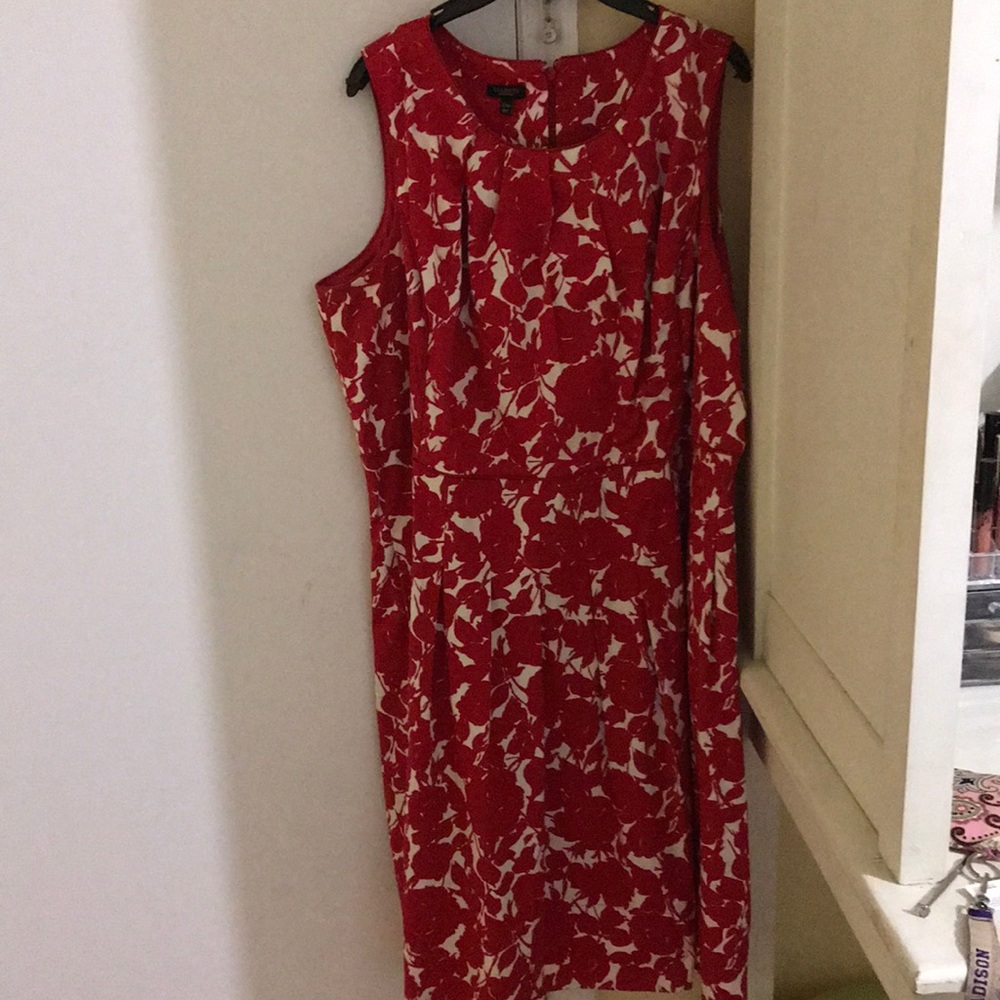 Talbots red and white no sleeve dress